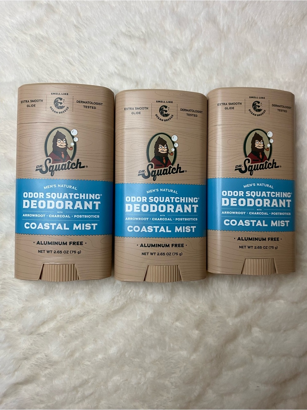 Dr. Squatch Coastal Mist Odor Squatching Deodorant 2.65 oz Lot of 3 New